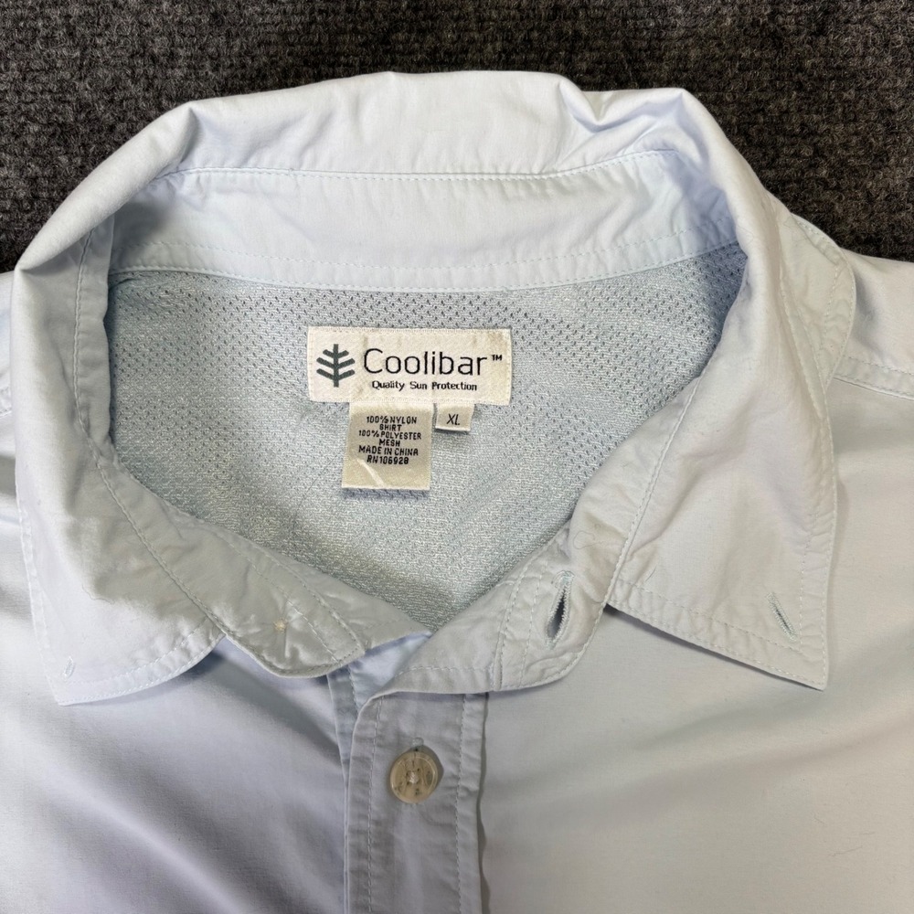Coolbar Mens XL Blue Sun Protection Button‎ Up Shirt Long Sleeve Vented Fishing - Picture 3 of 8